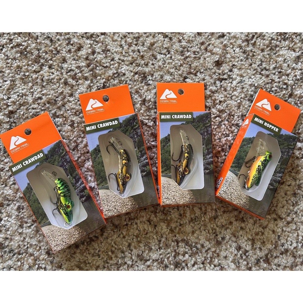 Ozark Trail Multi-Species Asst. Fishing Lure Set 3-mini Crawdad 1- mini Hopper